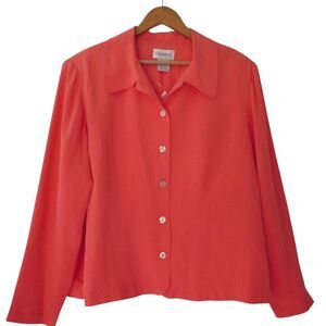 NEW Chadwicks womens 100% Silk Blazer Jacket PInk Coral Lined Size 18W